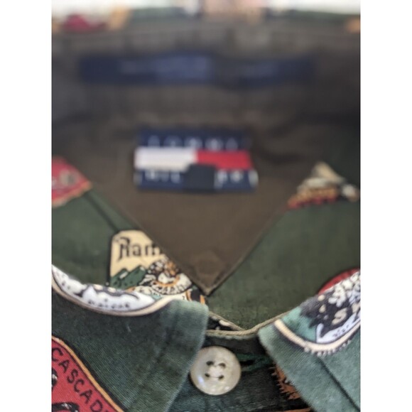 Vtg Y2K 90s Tommy Hilfiger Short Sleeve Button Shirt Ski Destination Men’s SZ M - Picture 6 of 13